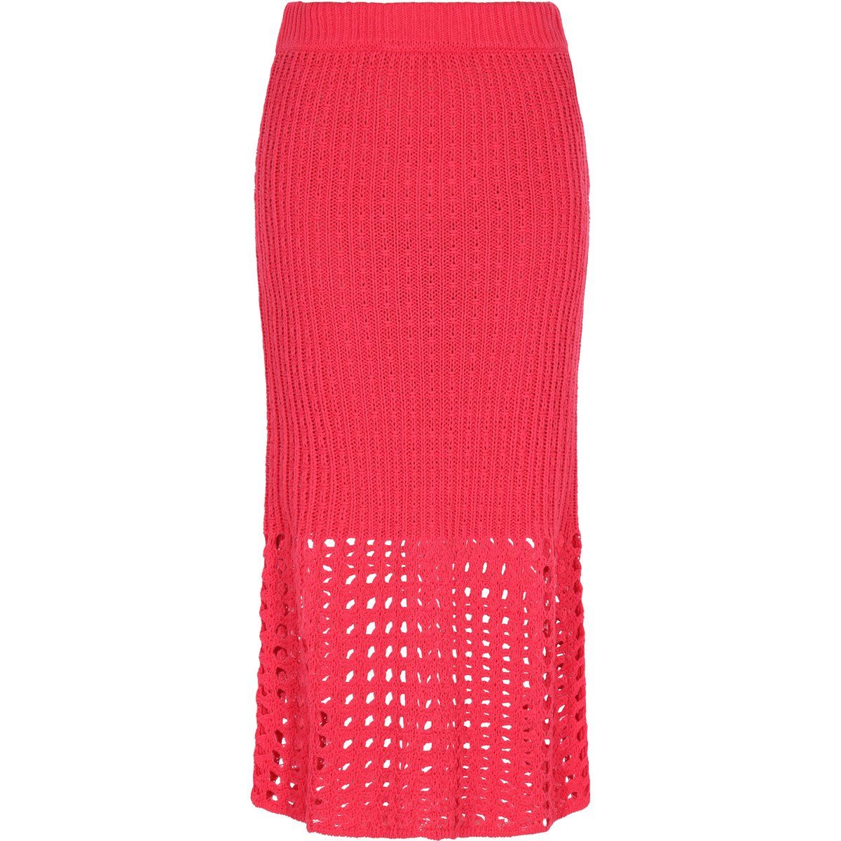 Boho-Strickrock mit Lochmuster-Saum