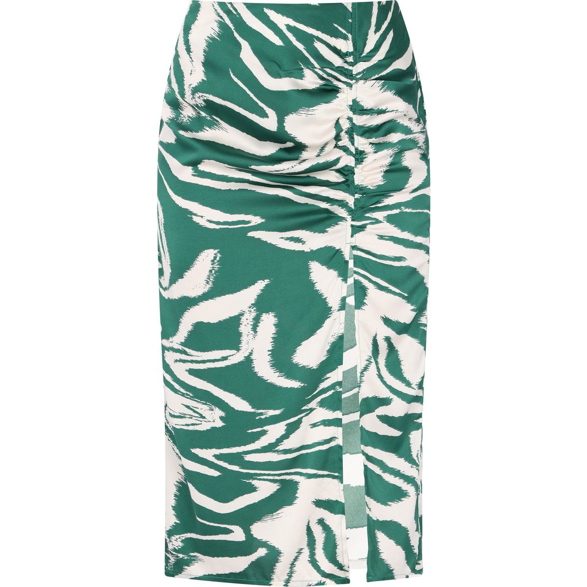 Midi-Rock mit Zebra-Muster und Raffung