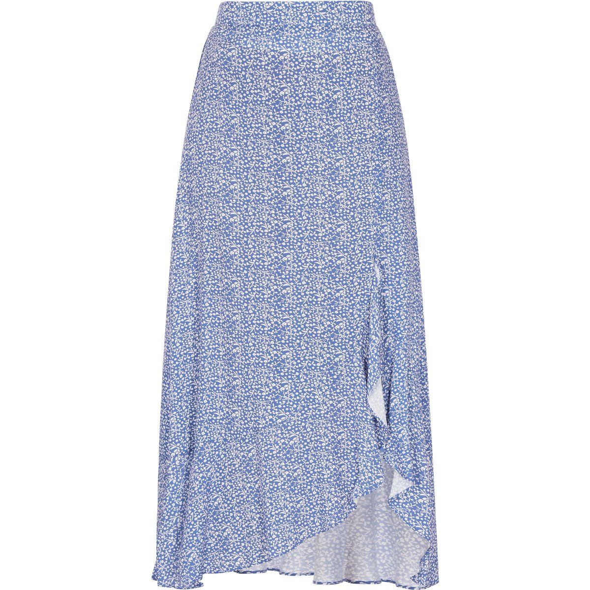 Midi-Rock mit Blumenmuster und Volants