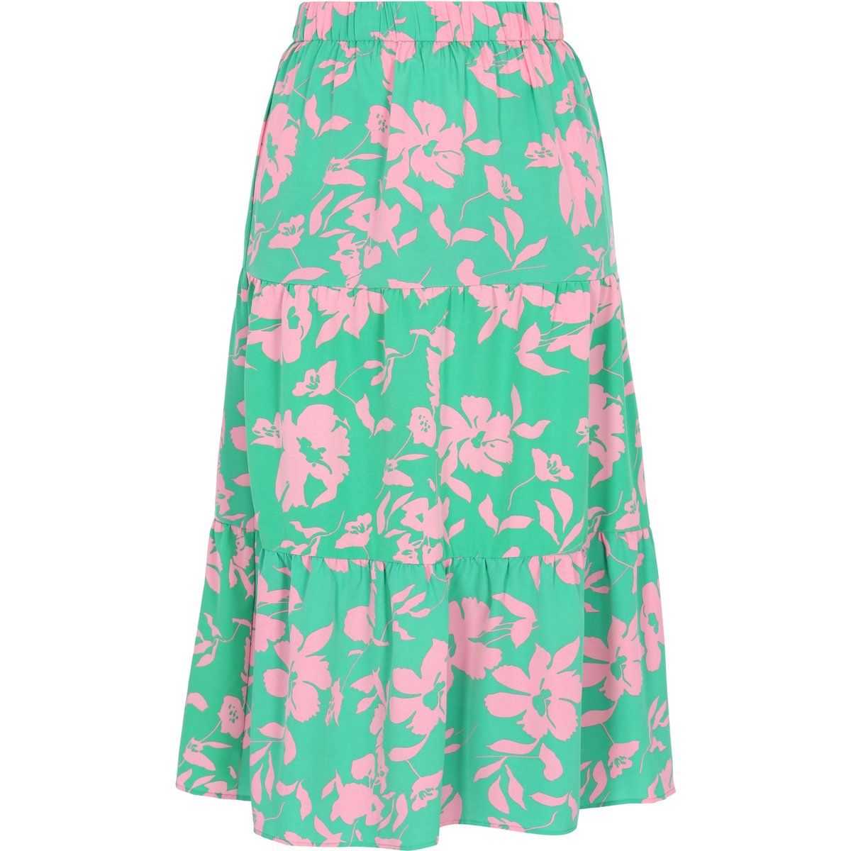 Luftiger gestufter Midirock mit Blumenmuster