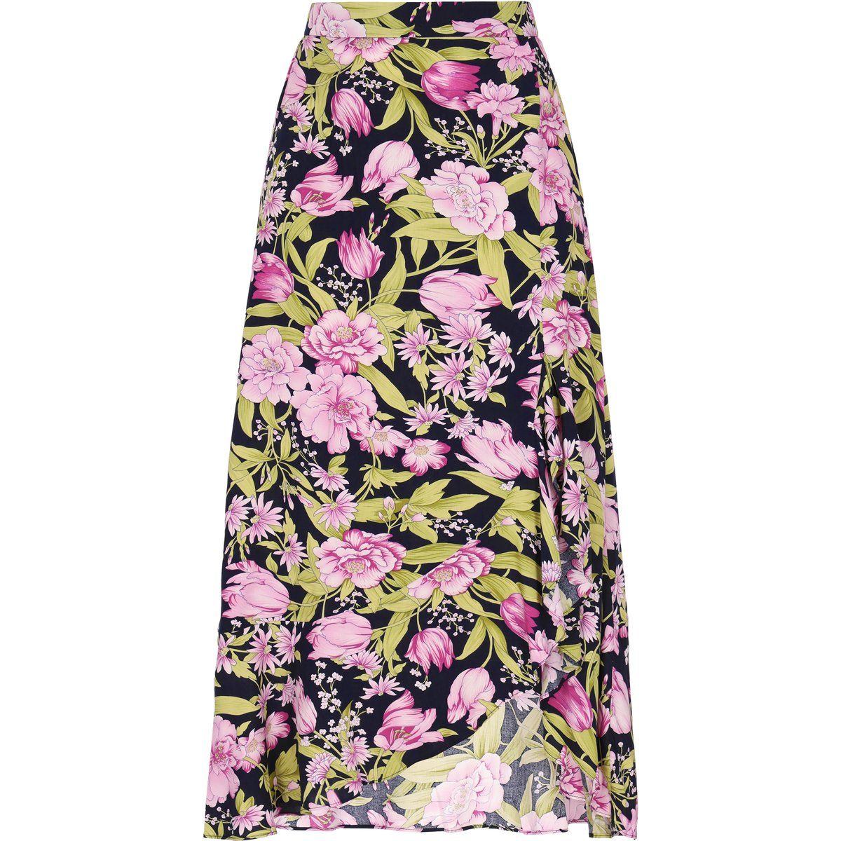 Floral gemusterter Midirock mit Volants