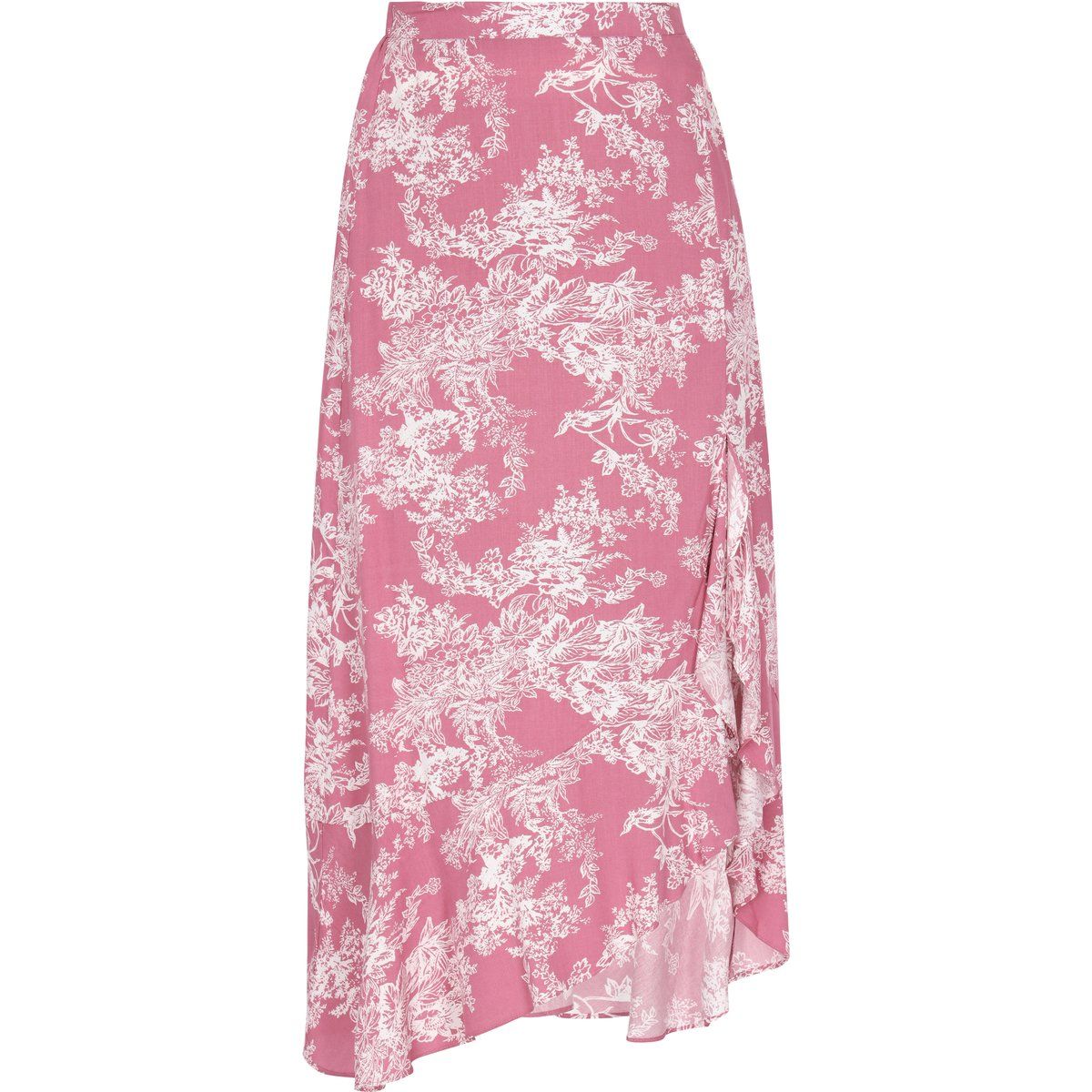 Floraler Midirock mit Volantsaum