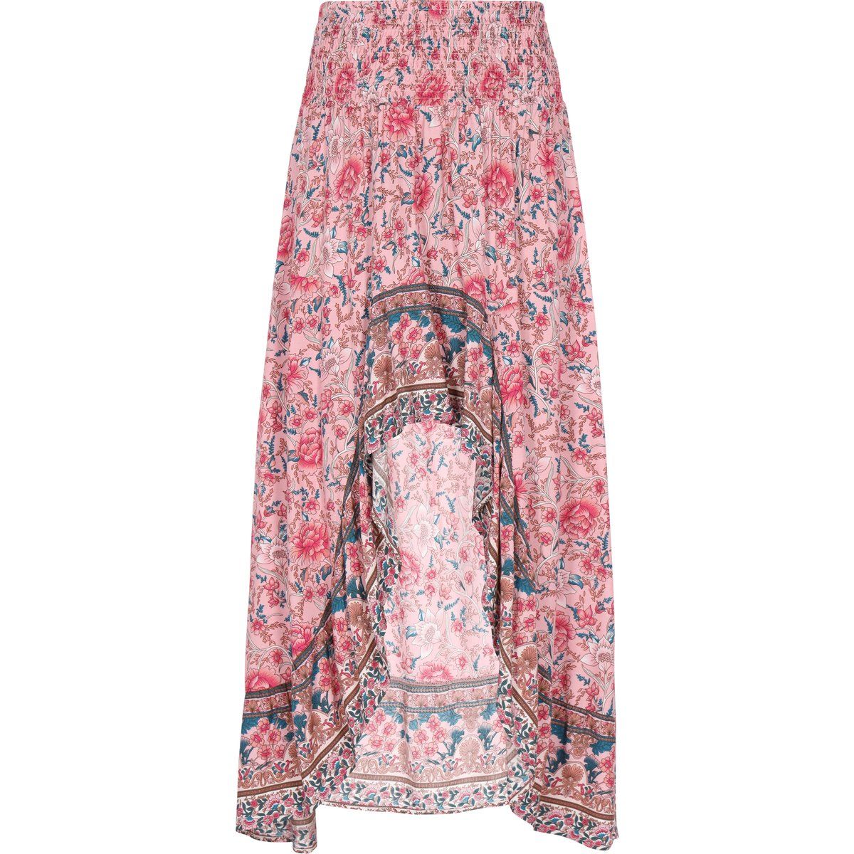 Boho-Maxirock mit floralem Vokuhila-Saum