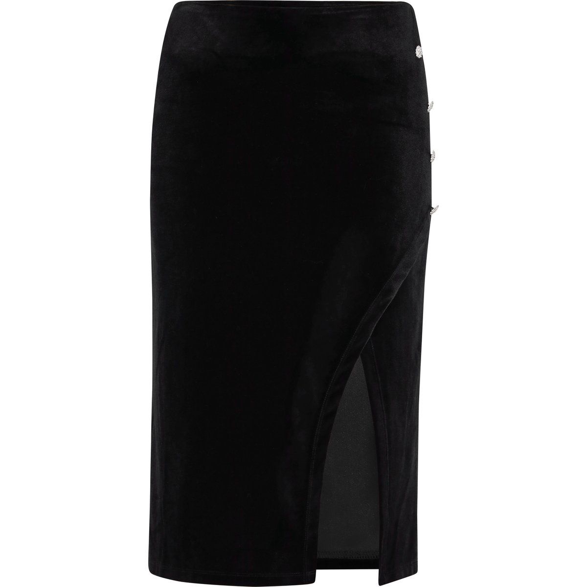 Eleganter Samt-Midirock mit Schlitz