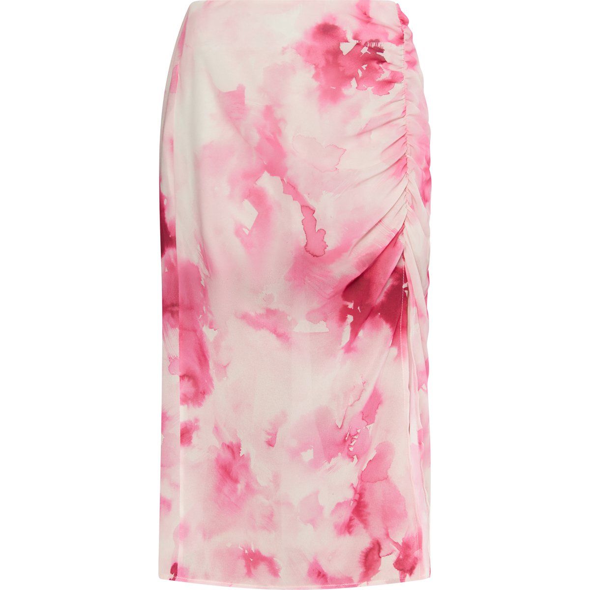 Midirock mit Raffung und Batik-Print