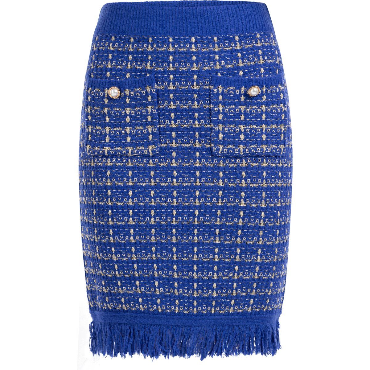 Bouclé-Strickrock mit Fransen
