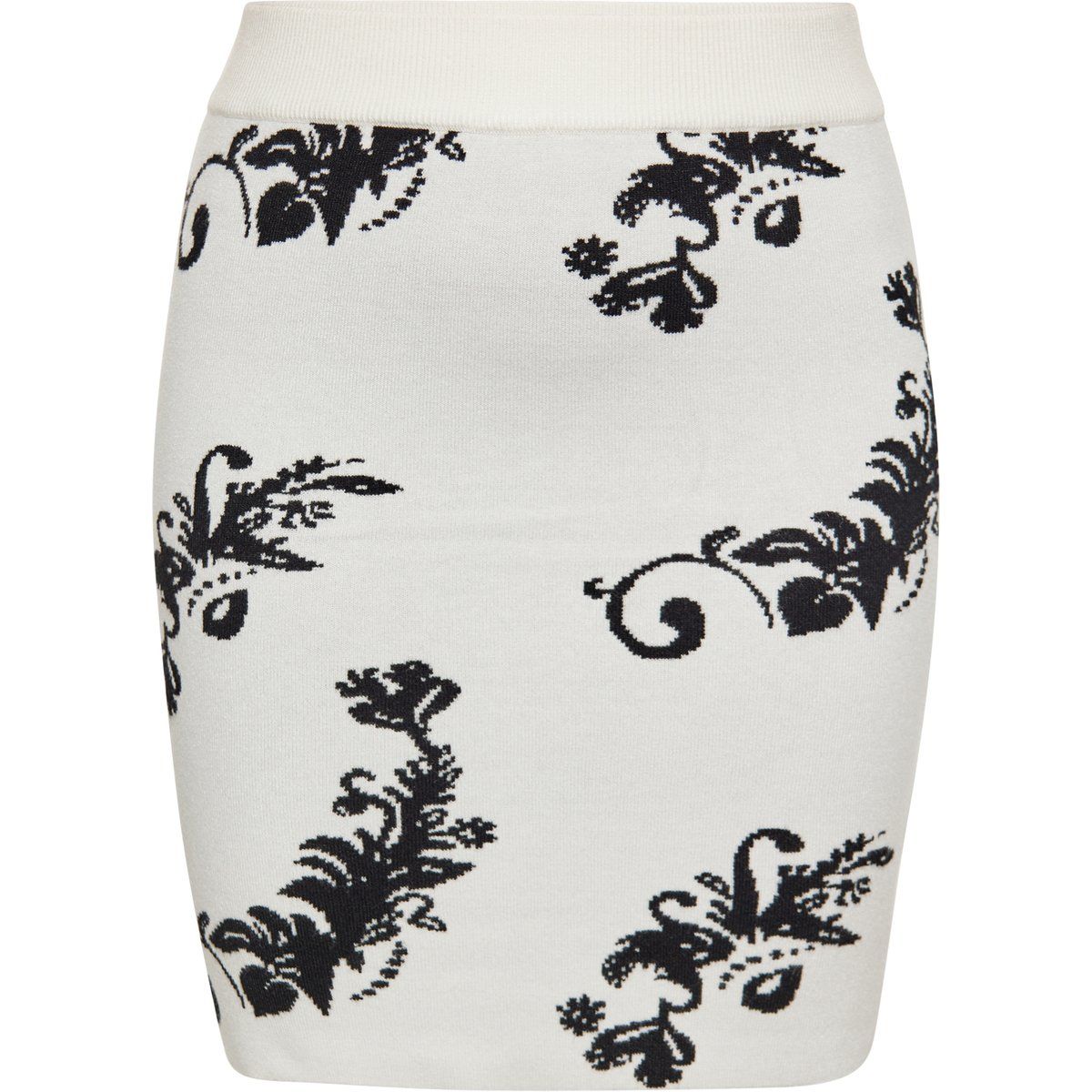 Jacquard-Strick-Minirock mit Blumenmuster