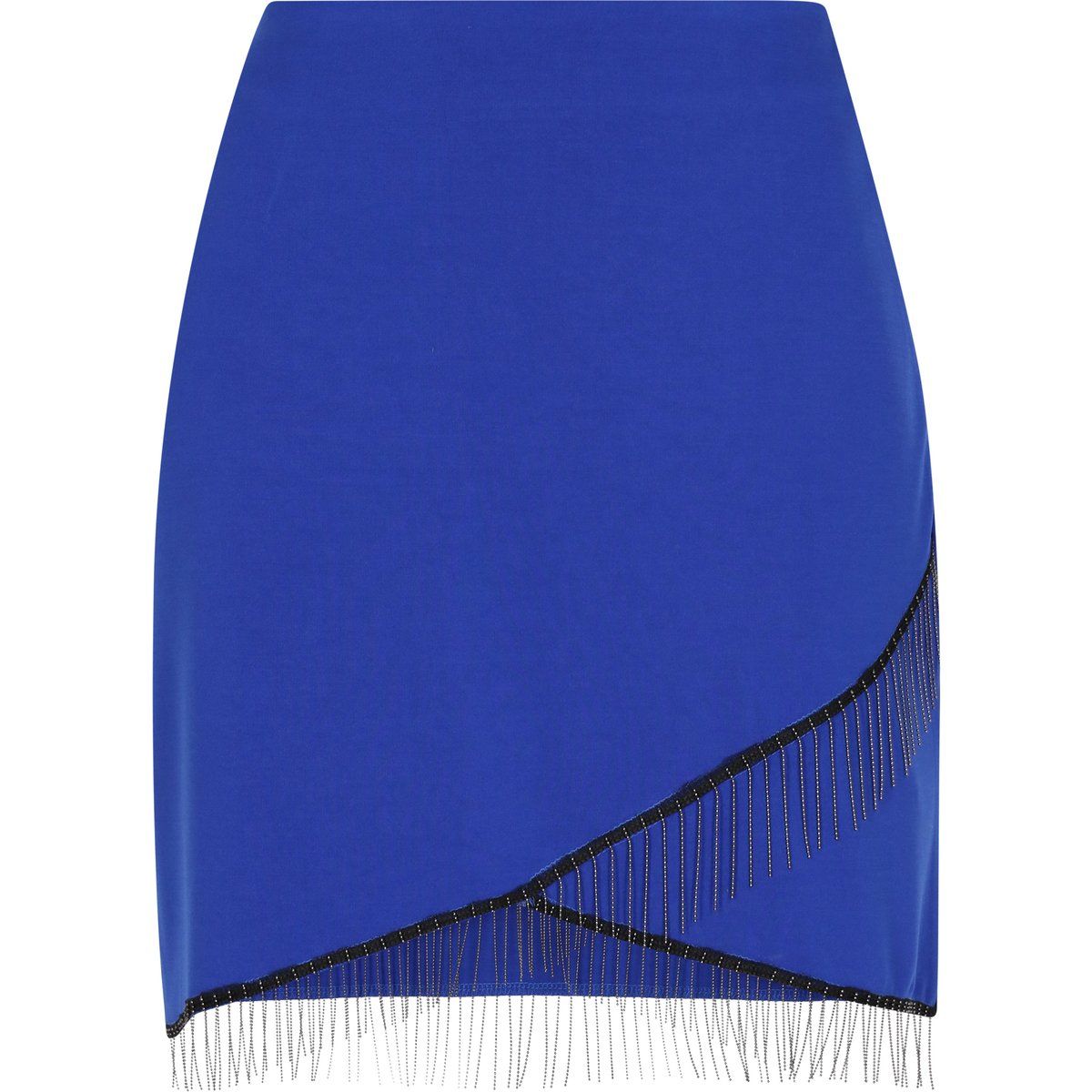 High-Waist Wickelrock mit Strassfransen