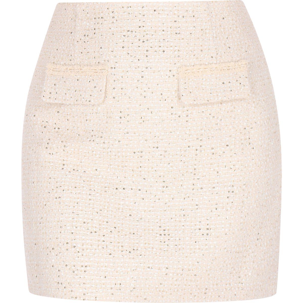 Minirock aus Pailletten-Tweed mit Patten