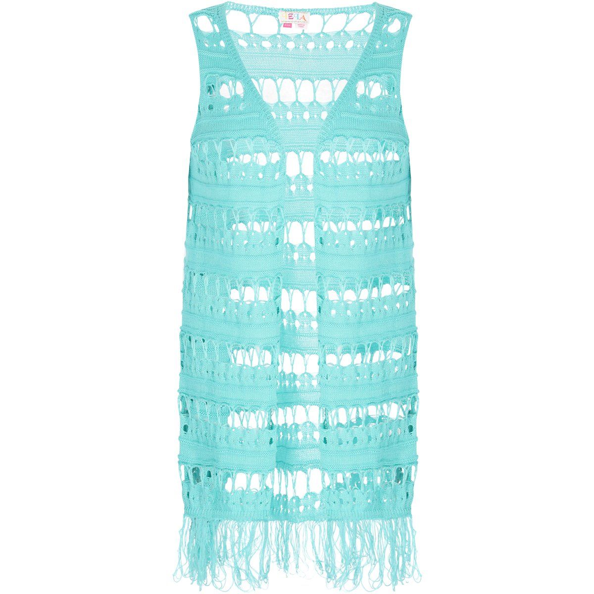 Offene Boho-Strickweste mit Fransen
