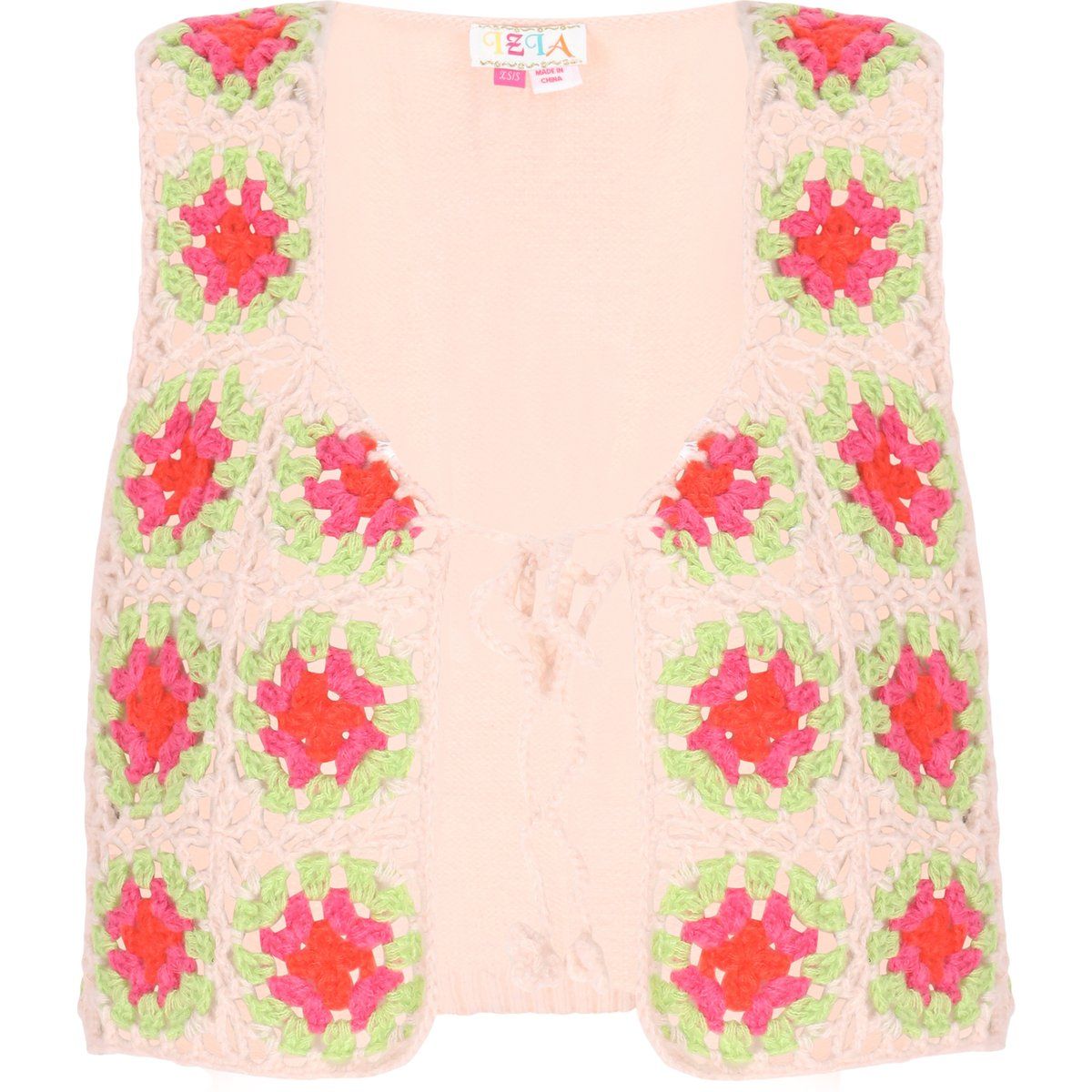 Boho-Häkelweste mit Blumenmuster