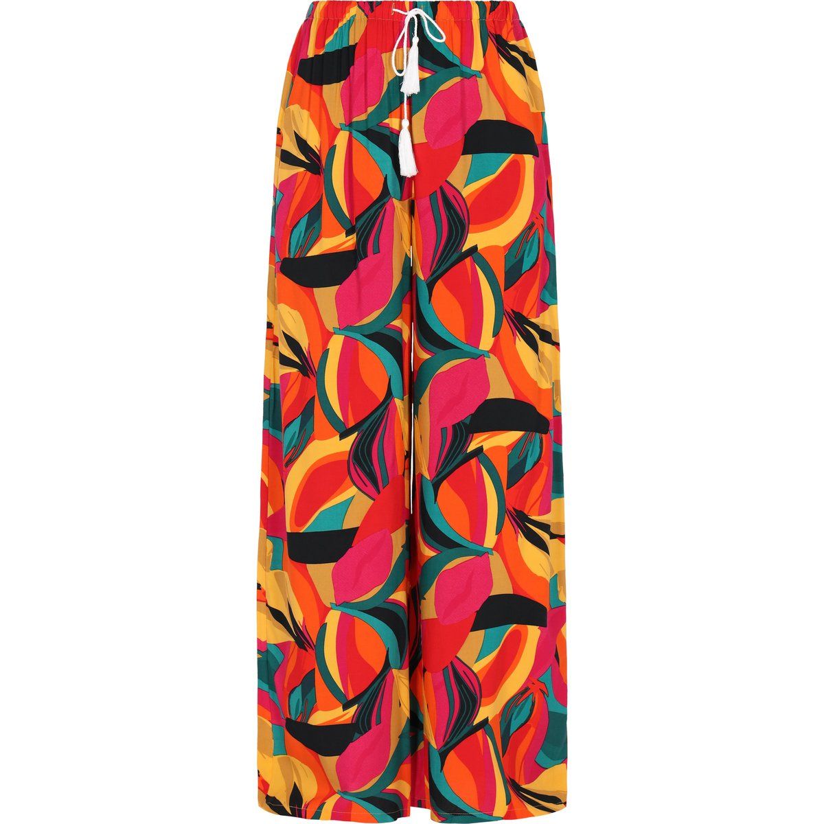 Fließende Weitbein-Hose mit Geometriemuster