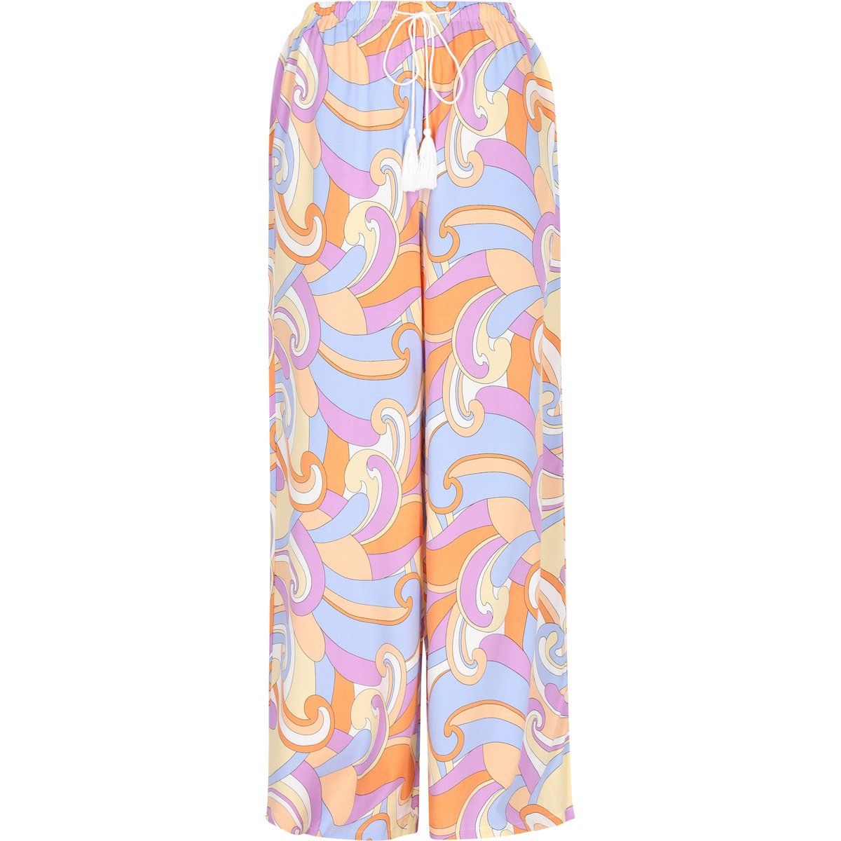Luftige Weitbeinhose mit Wirbel-Print