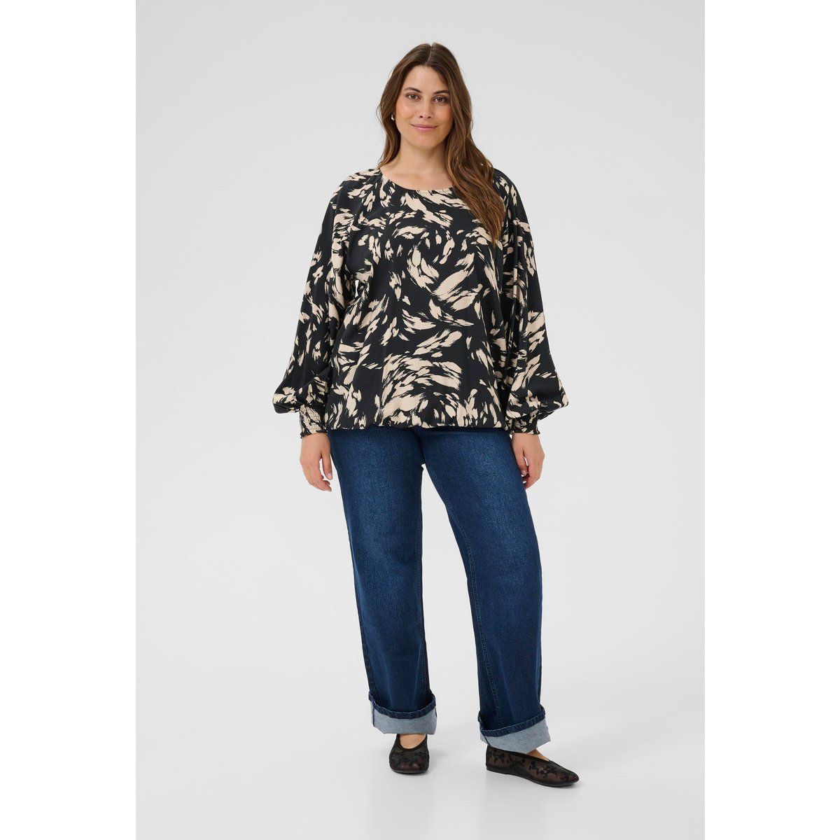 Bluse mit abstraktem Pinselstrich-Print
