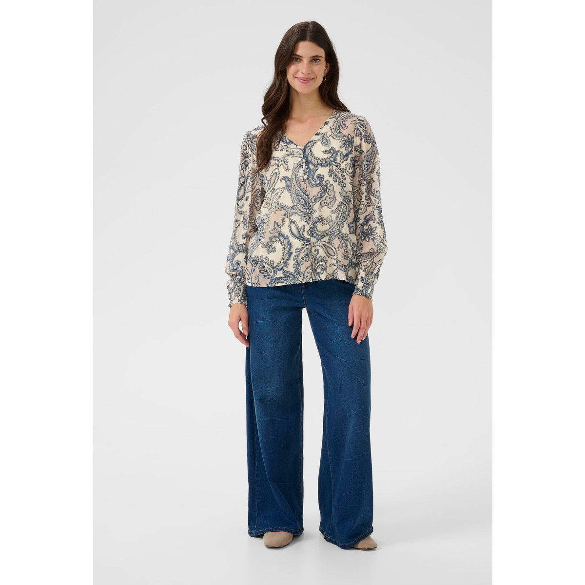 V-Ausschnitt Bluse mit Paisleymuster