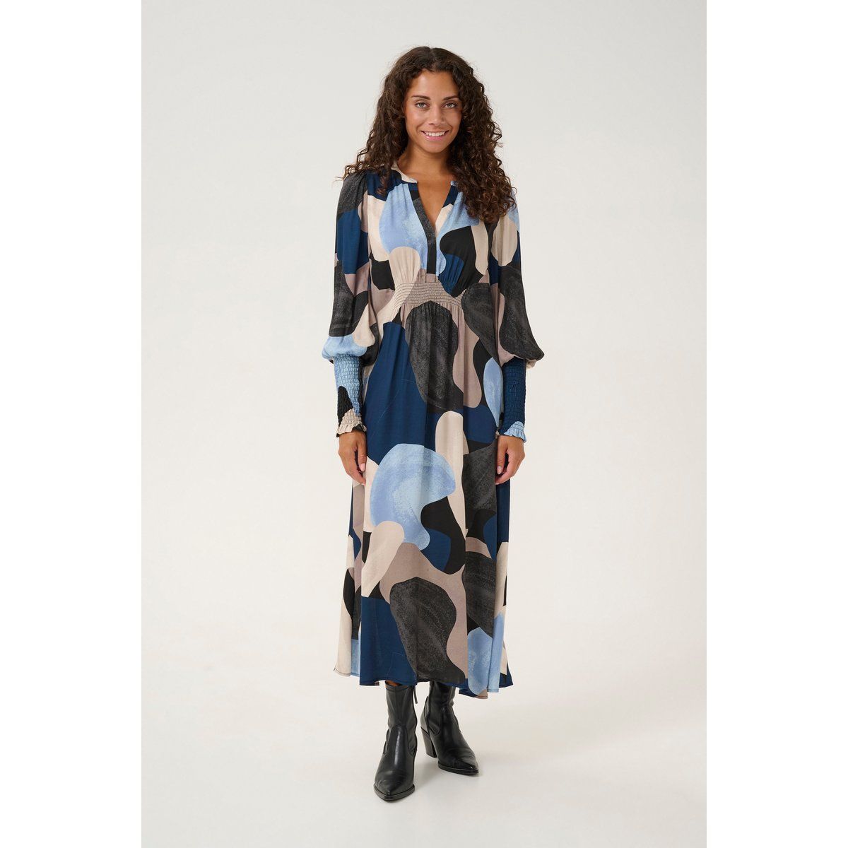 Gemustertes Midikleid mit lockerer Passform