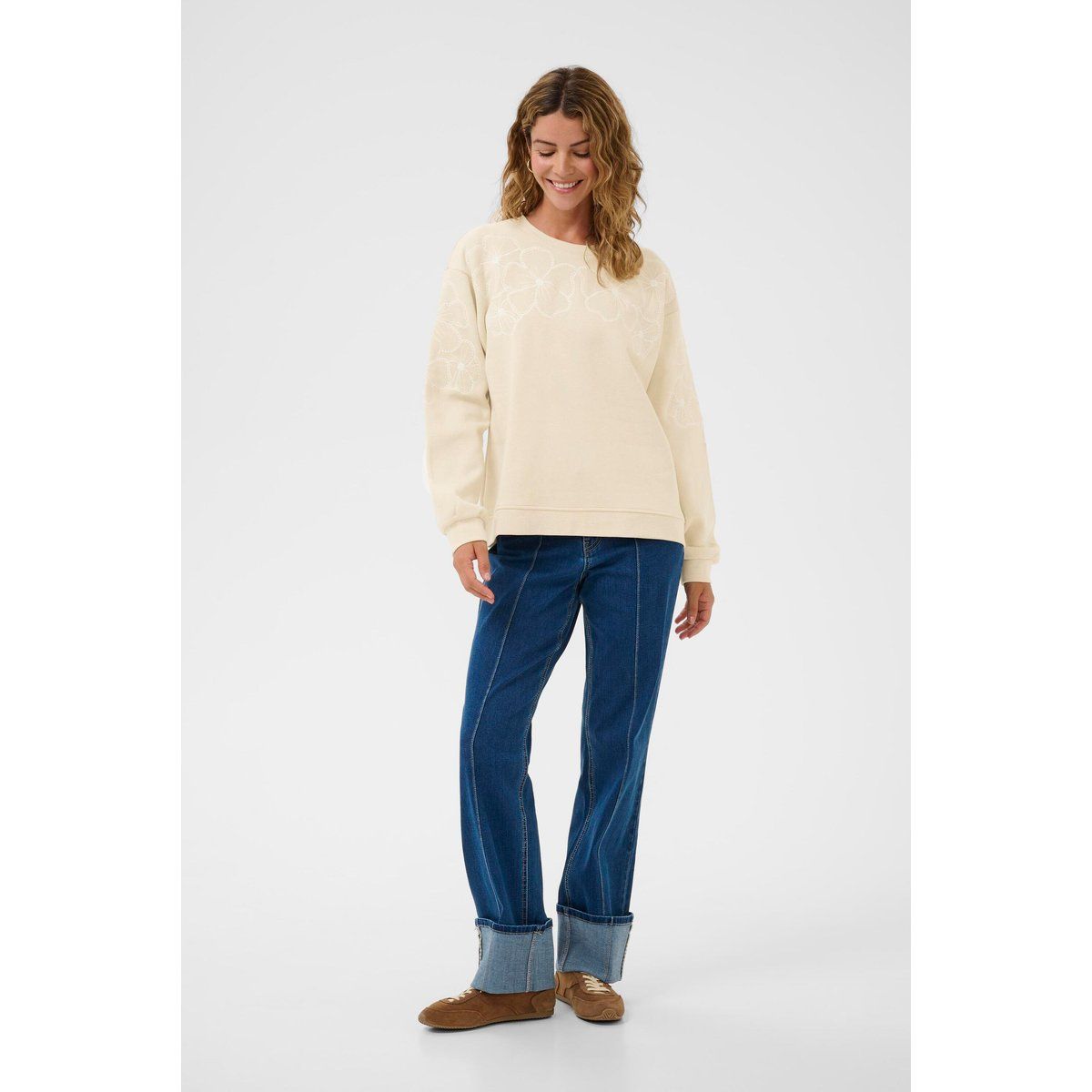 Locker geschnittenes Sweatshirt mit Stickerei