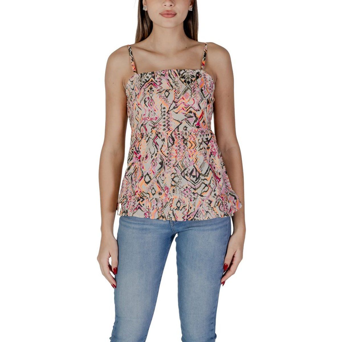 Bedrucktes Peplum-Top mit Geometriemuster