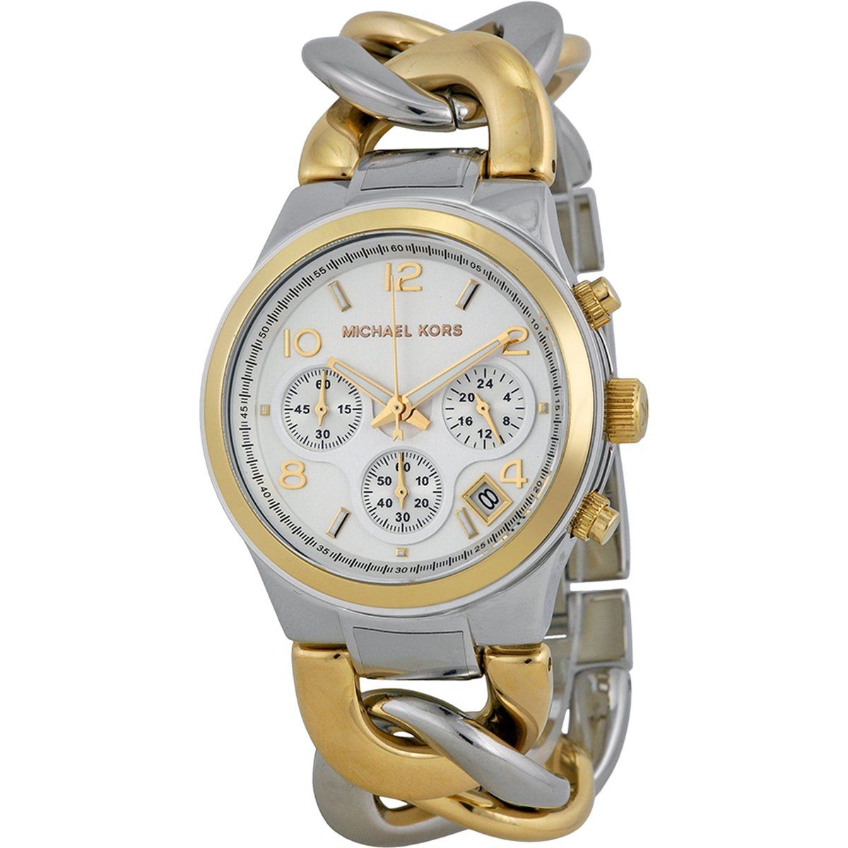 Bicolor-Chronograph mit Gliederketten-Armband