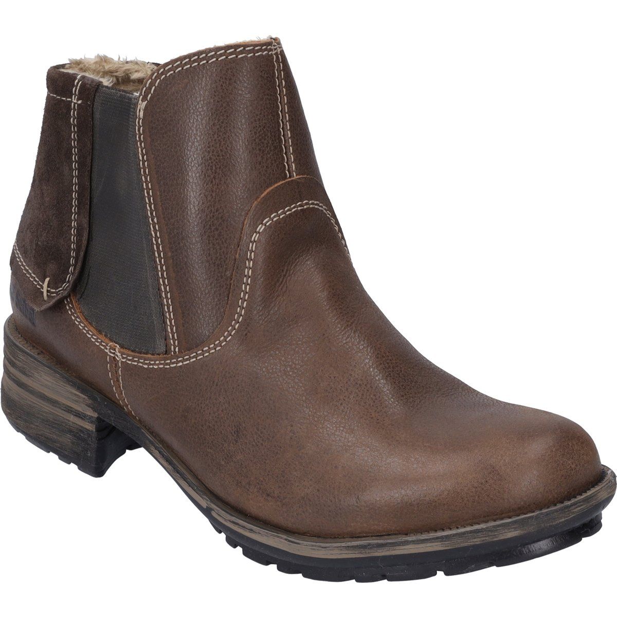 Gefütterte Leder-Stiefeletten mit Warmfutter