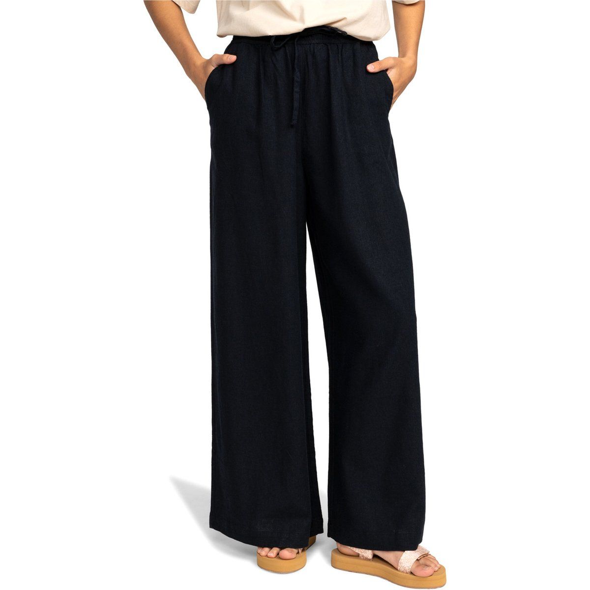 Weite Leinenhose mit Tunnelzug
