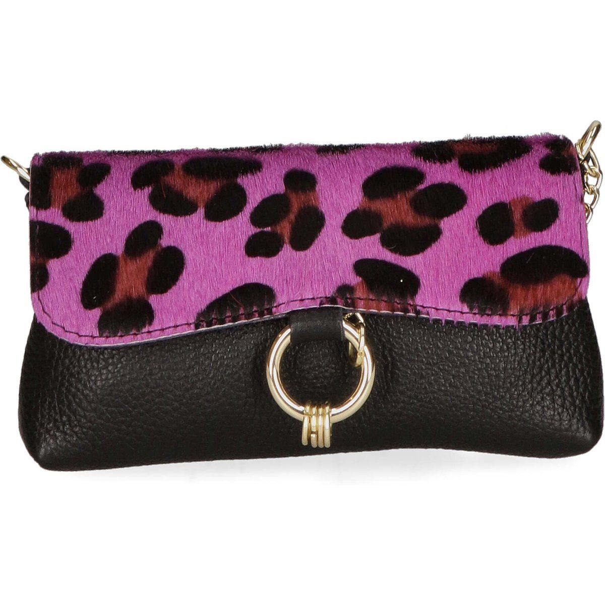 Italienische Leder-Clutch mit Tiermuster