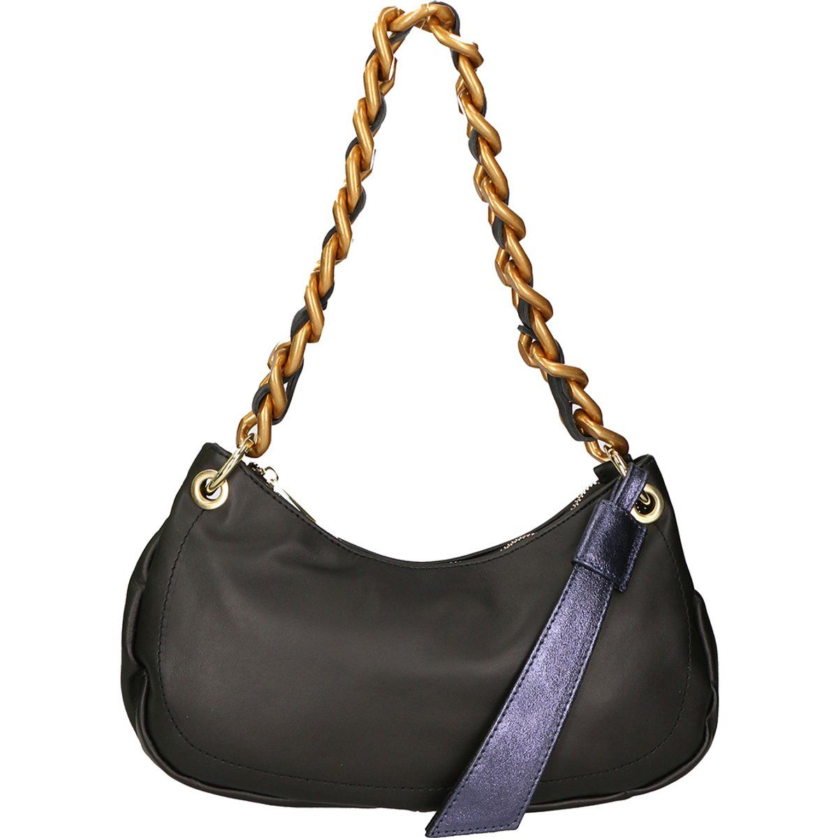 Elegante Sichel-Schultertasche mit Kettenriemen