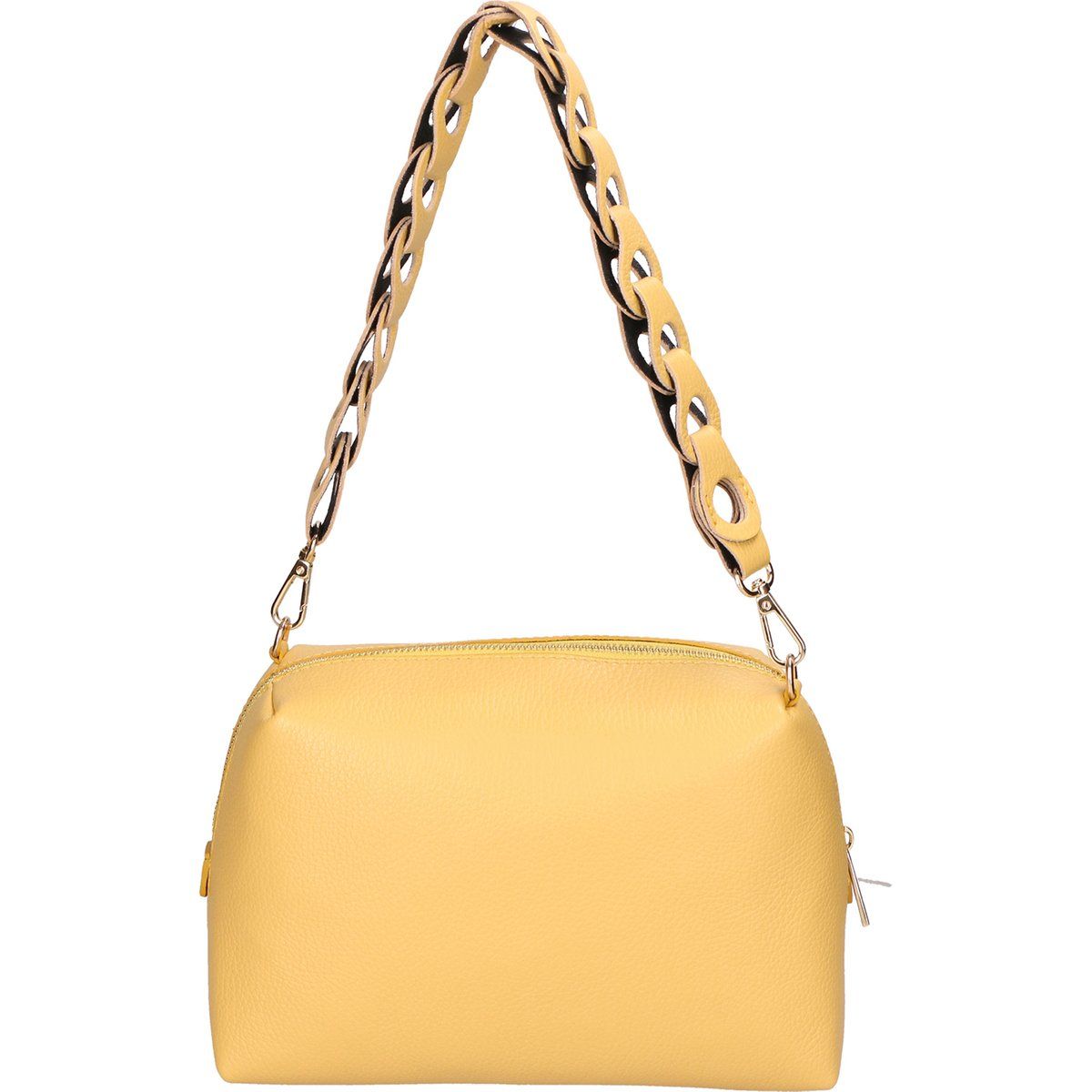 Kastige Schultertasche aus Leder
