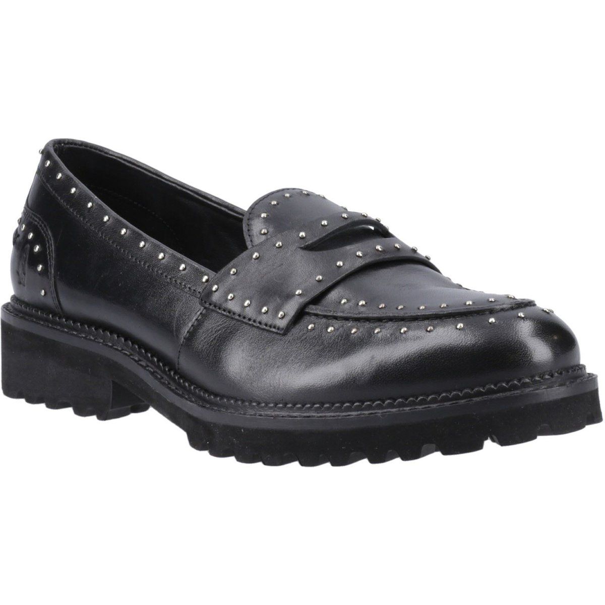 Leder-Loafer mit Nieten und Profilsohle