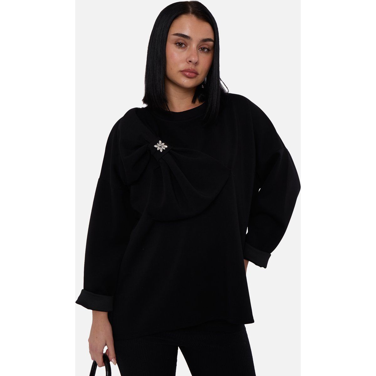 Oversize-Pullover mit Statement-Schleife