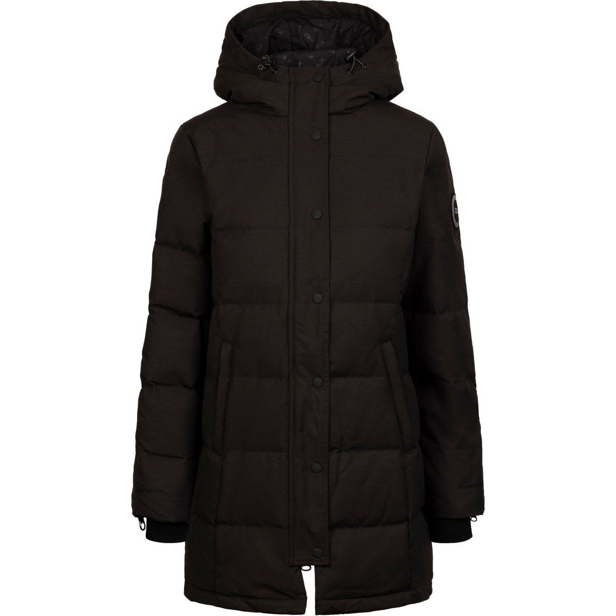 Lange gesteppte Daunenjacke mit Kapuze