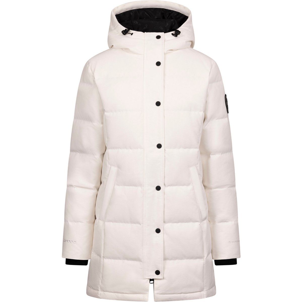 Gesteppte lange Daunenjacke mit Kapuze