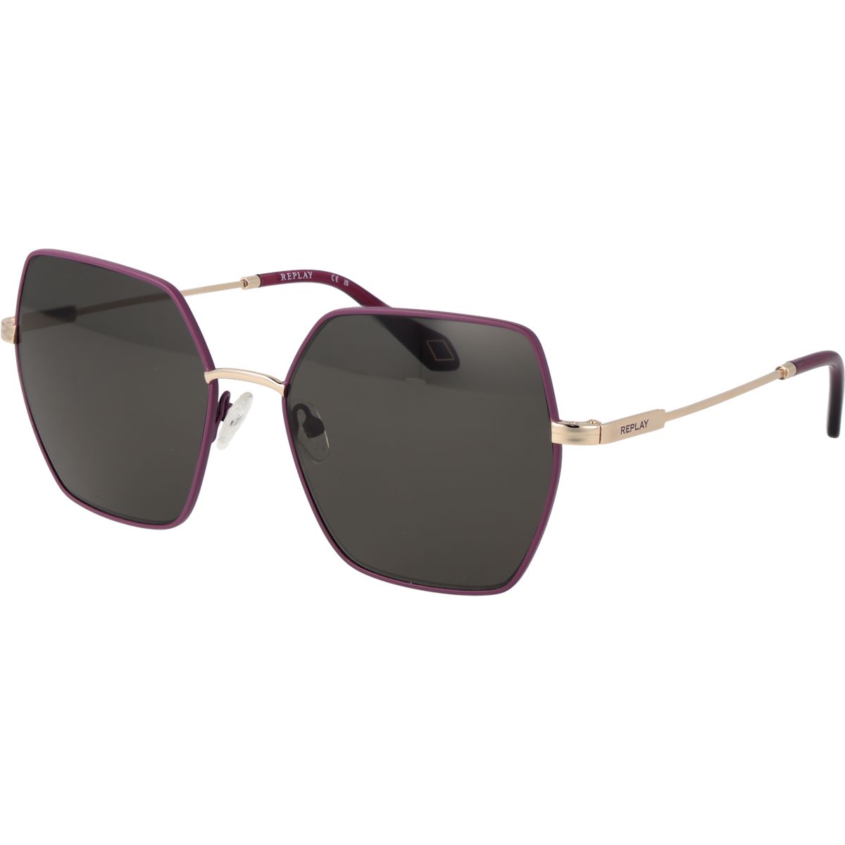 Sechseckige lila Metall-Sonnenbrille
