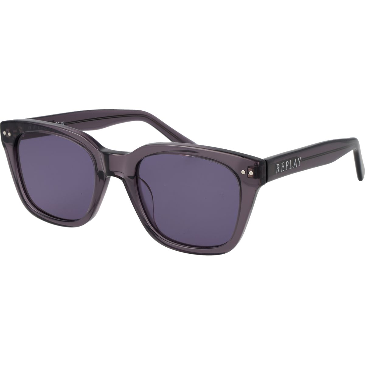 Eckige Sonnenbrille mit transparentem Rahmen