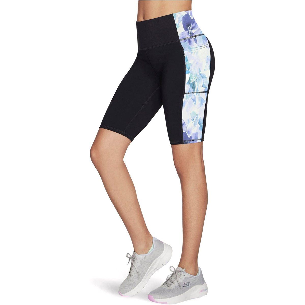 Florale Radlershorts mit hoher Taille
