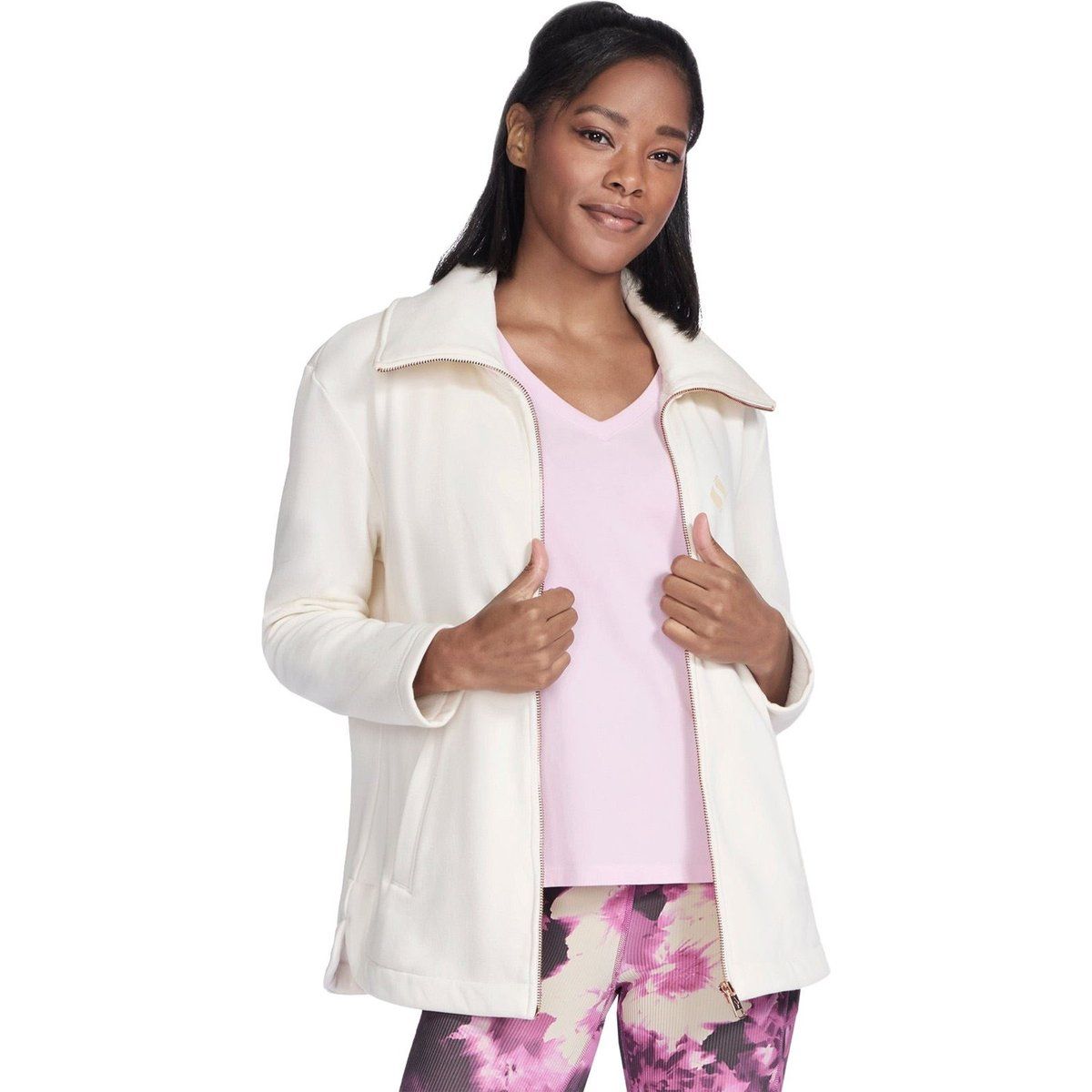Tunika-Jacke mit Reißverschluss und Stehkragen