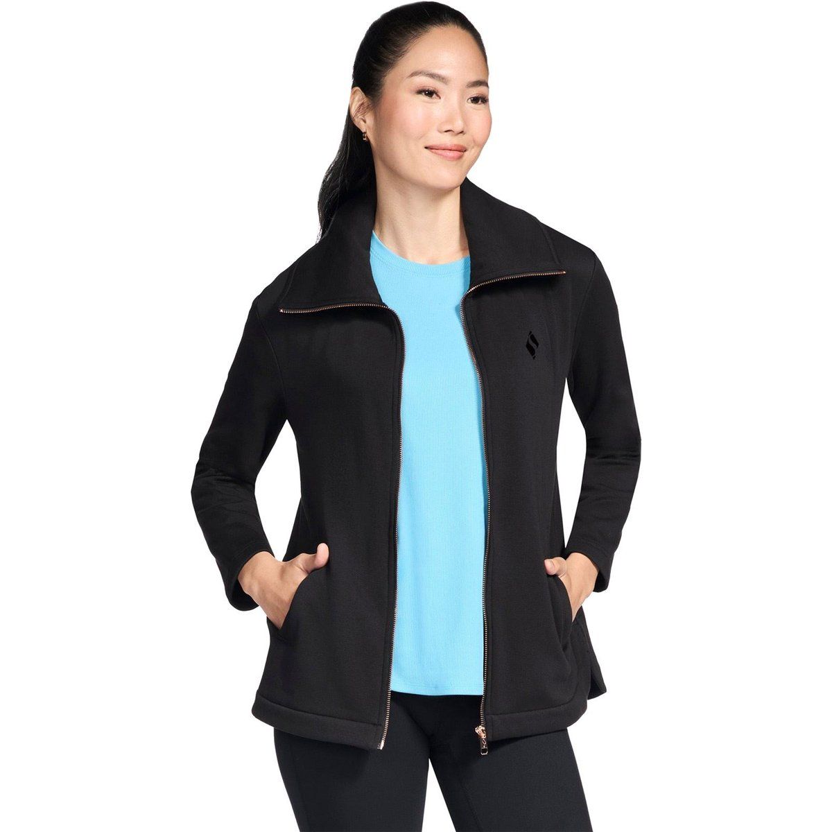 Tunika-Jacke mit Reißverschluss und Stehkragen
