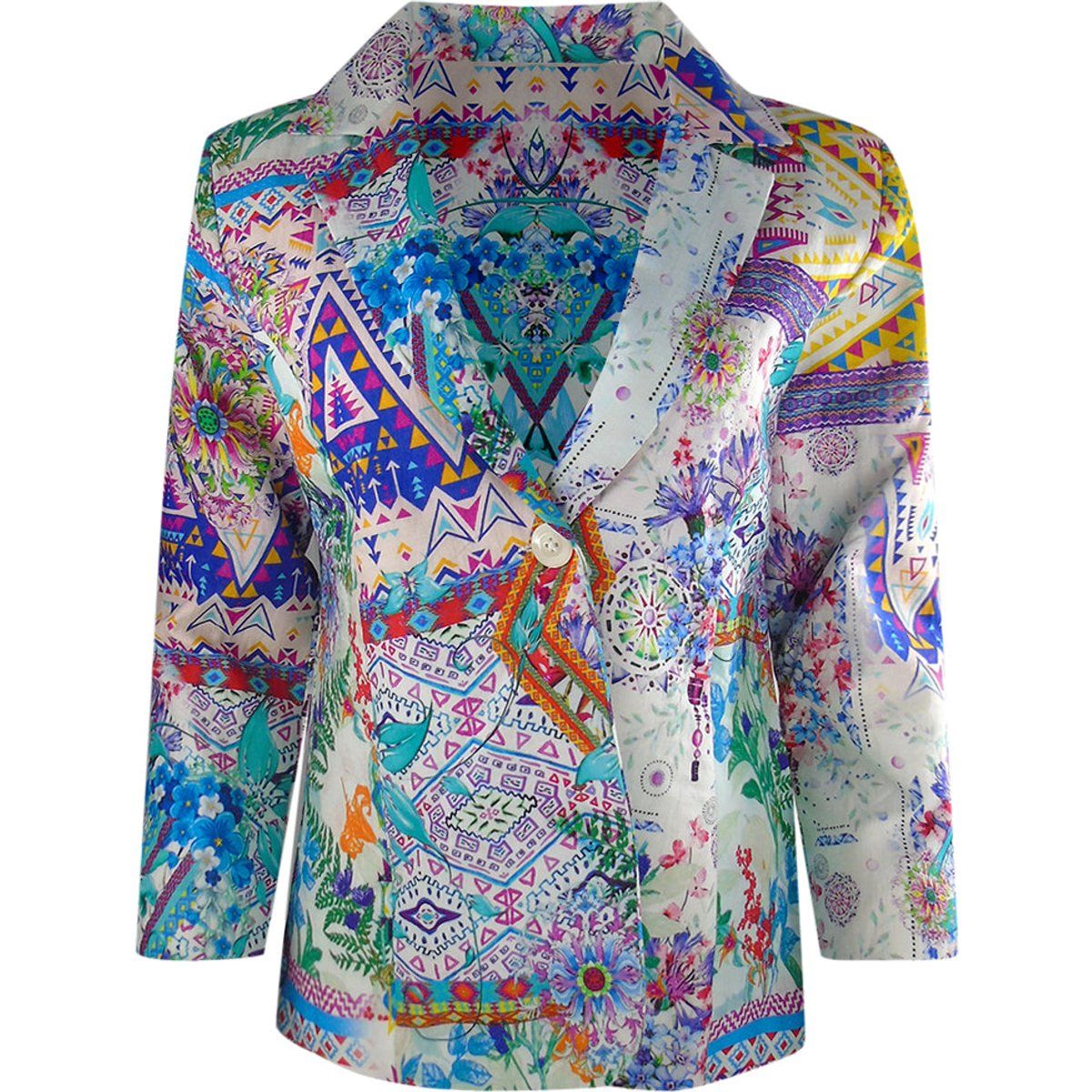 Farbgewaltiger Boyfriend-Blazer mit Muster