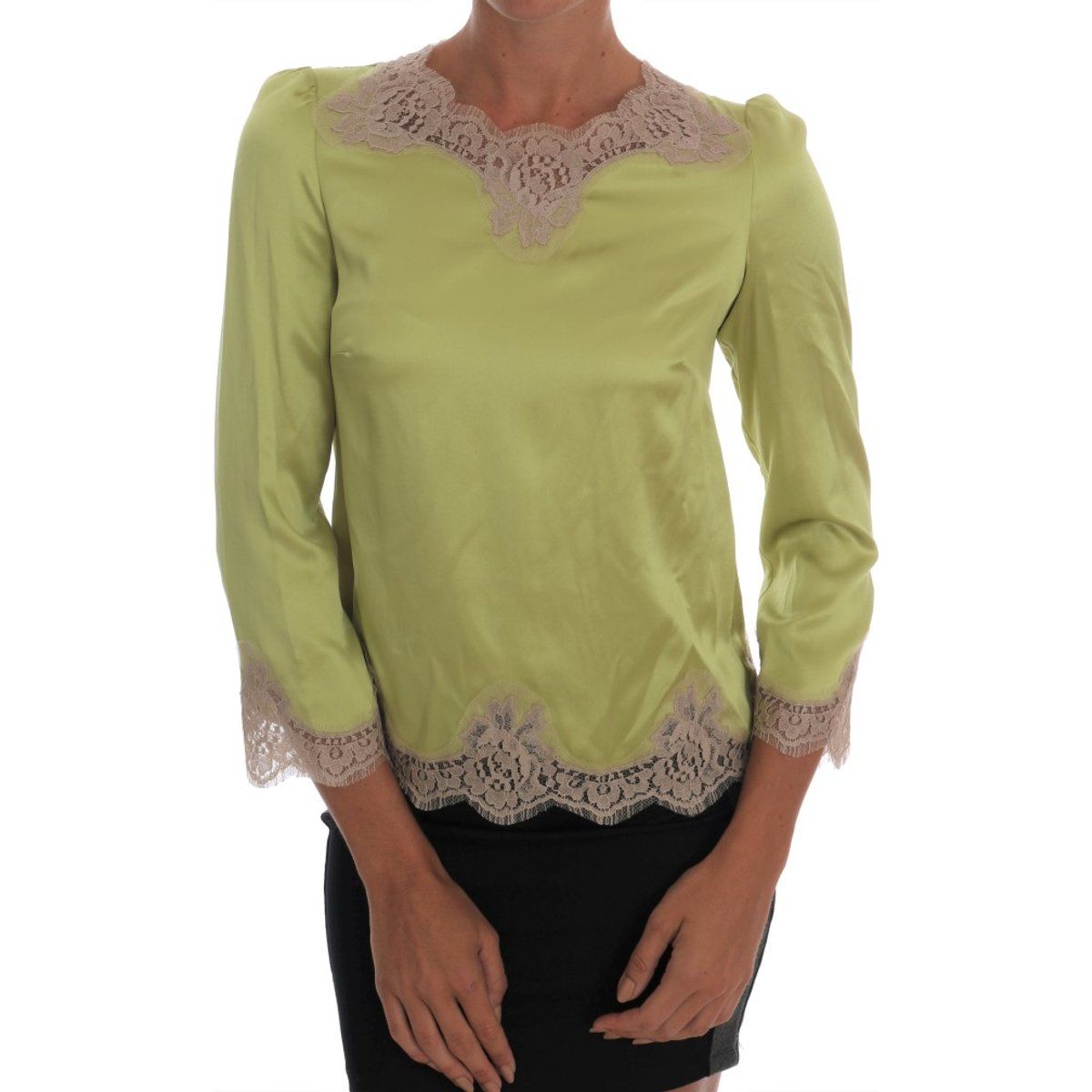 Elegante Seidenbluse mit Spitzenbesatz