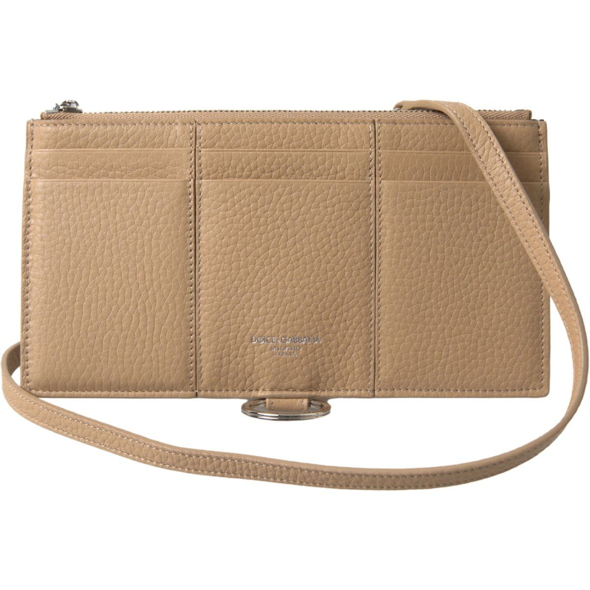 Genarbte Crossbody-Tasche mit Reißverschluss