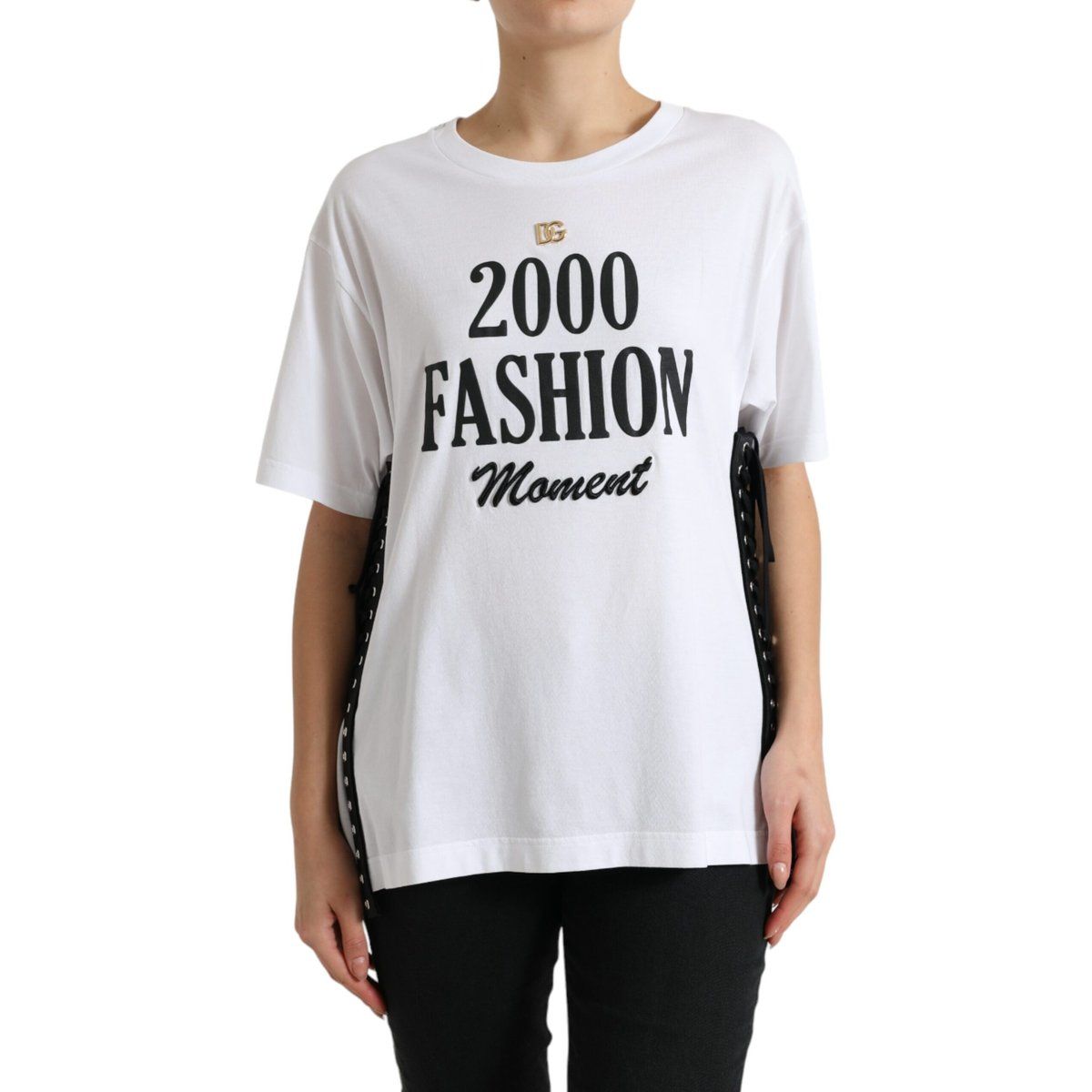 T-Shirt mit Grafikprint und Schnürung