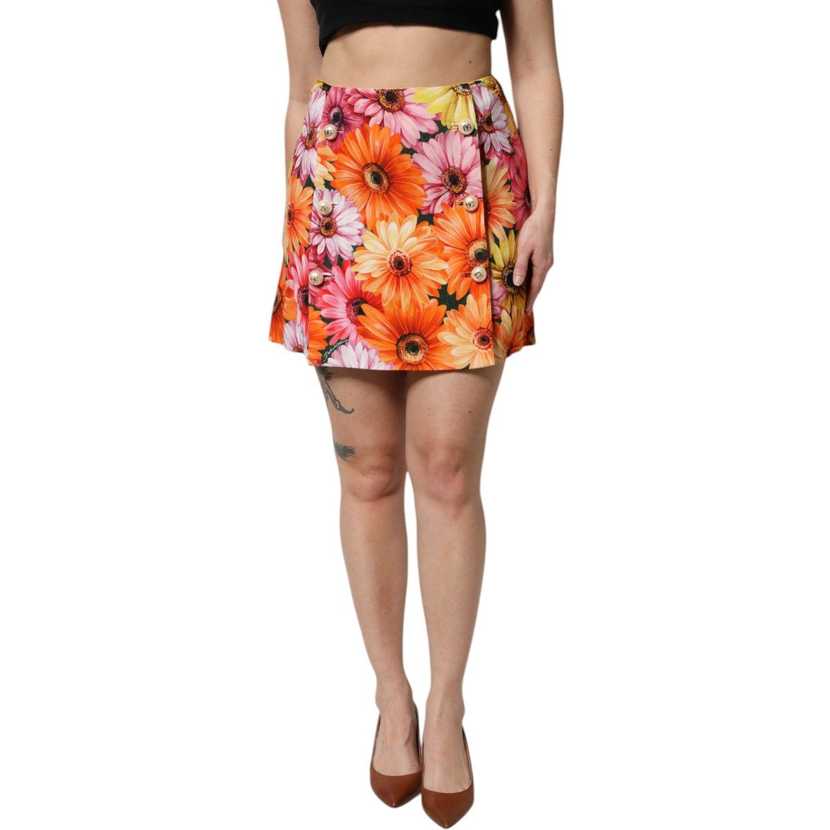 Floraler Minirock mit Gerbera-Print