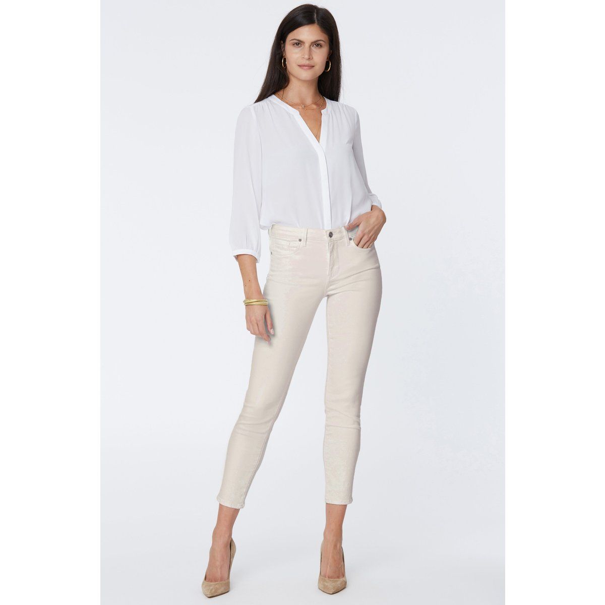 Schmale Ankle-Jeans mit hohem Bund