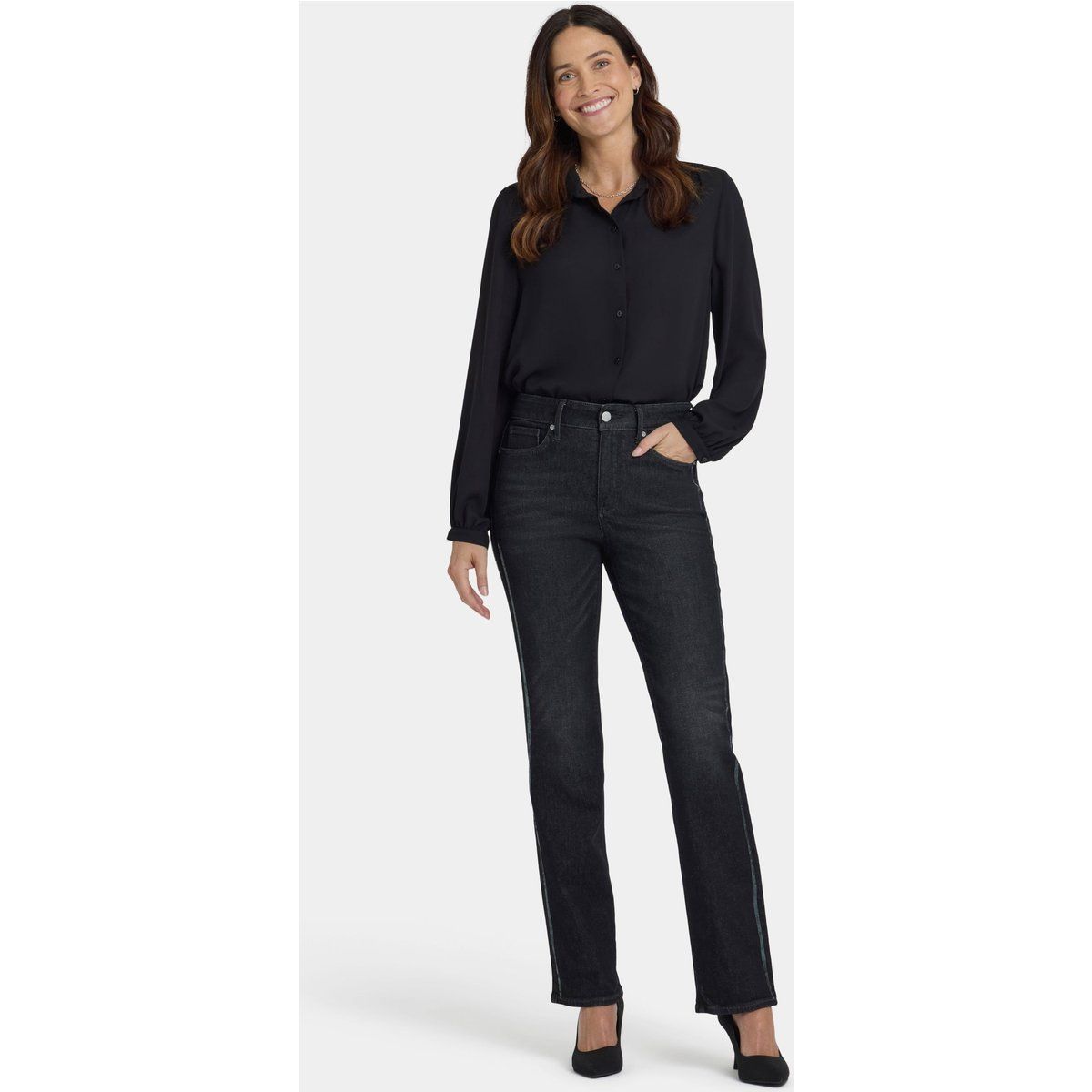 Marilyn Straight Jeans mit Paillettenstreifen