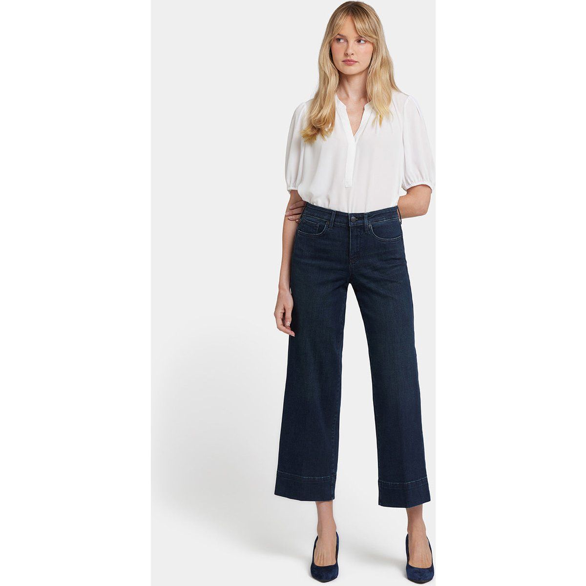 High-Waist Weite Ankle-Jeans