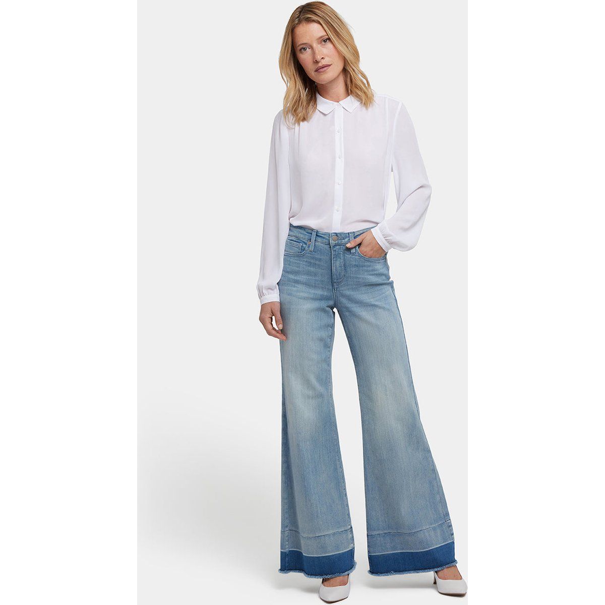 Hochgeschnittene Palazzo-Jeans mit weitem Bein