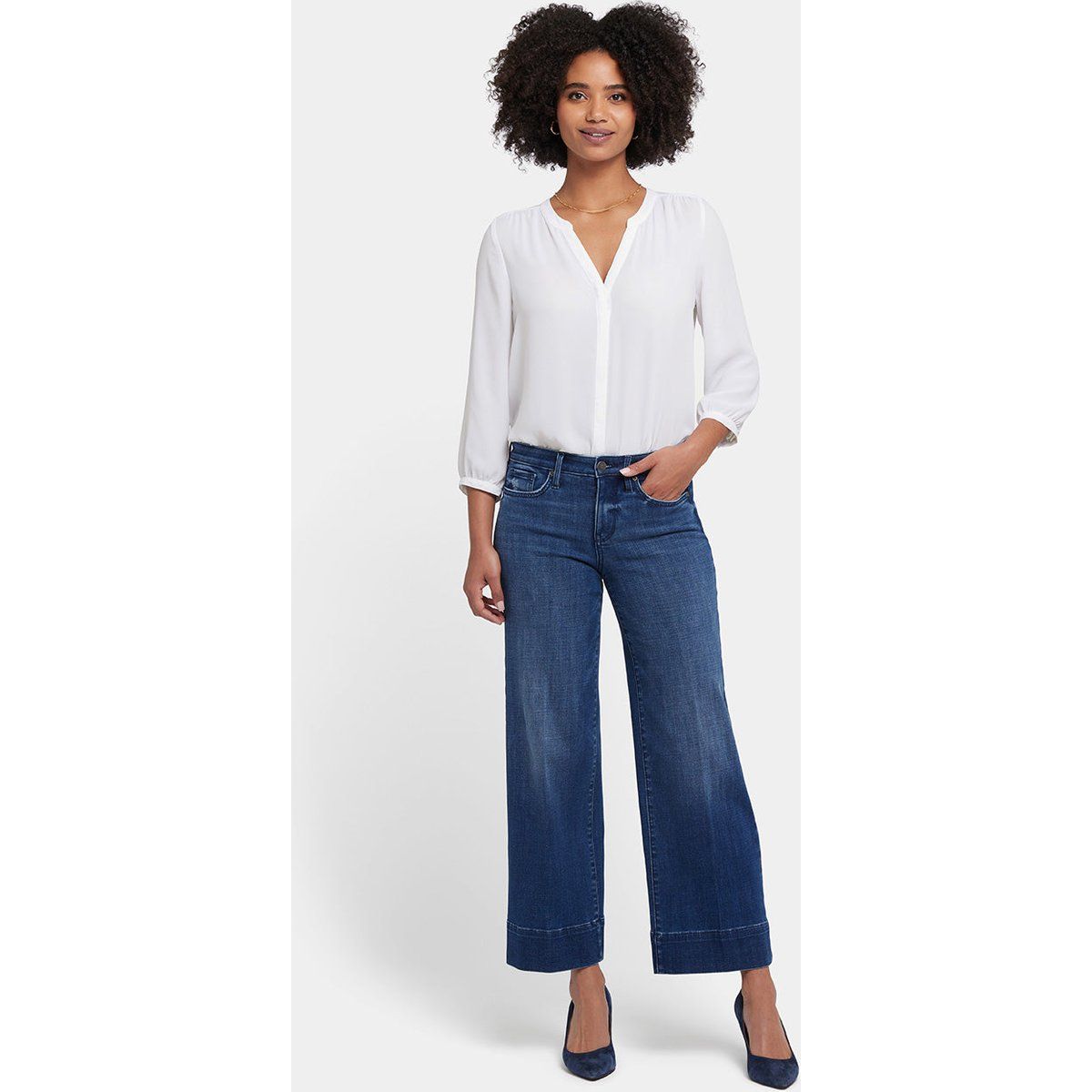 Weit geschnittene High-Waist Knöcheljeans