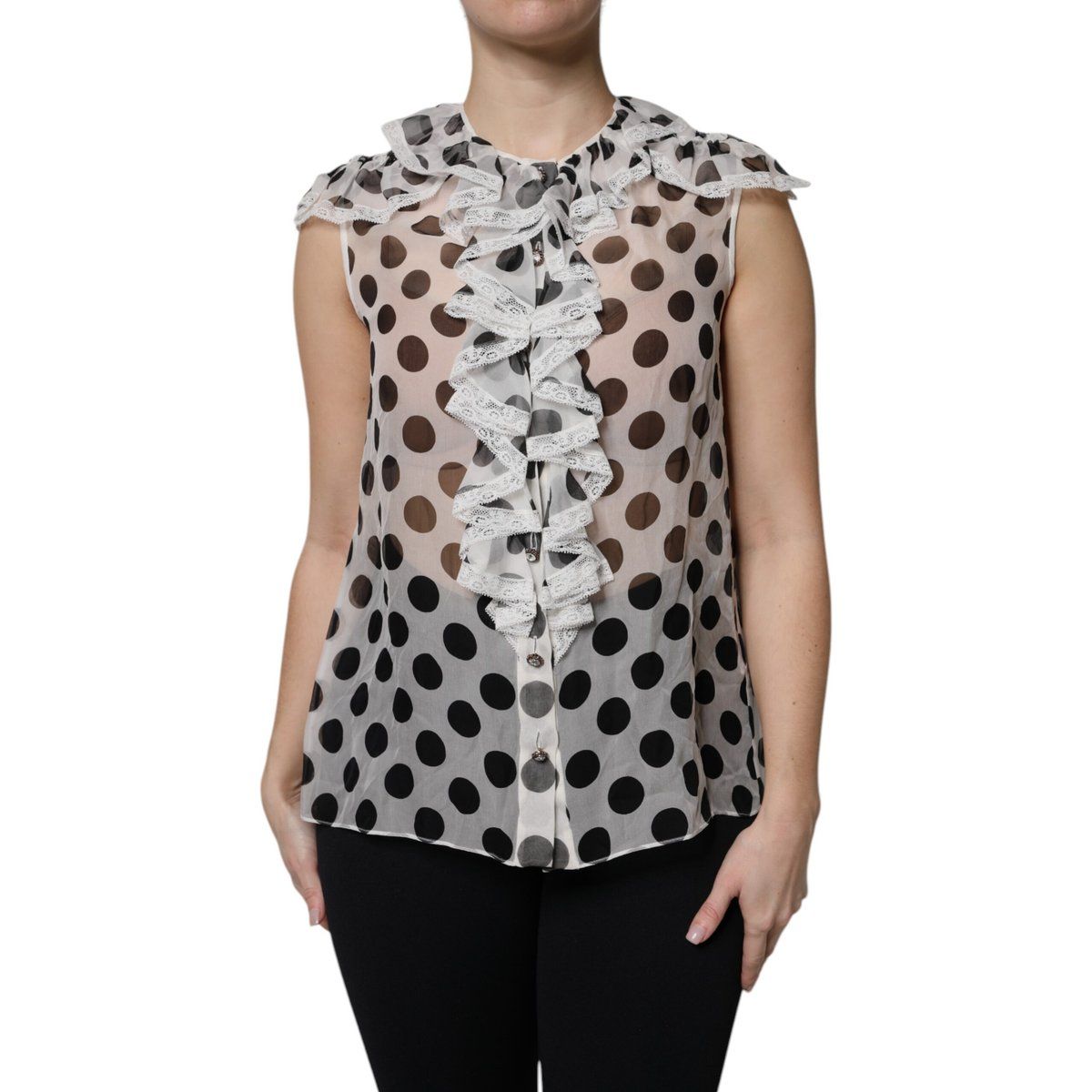 Transparente Seidenbluse mit Polka-Dots
