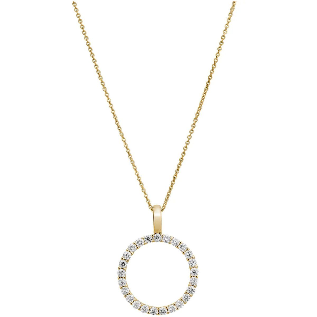 Diamant-Kreis-Anhänger an Goldkette