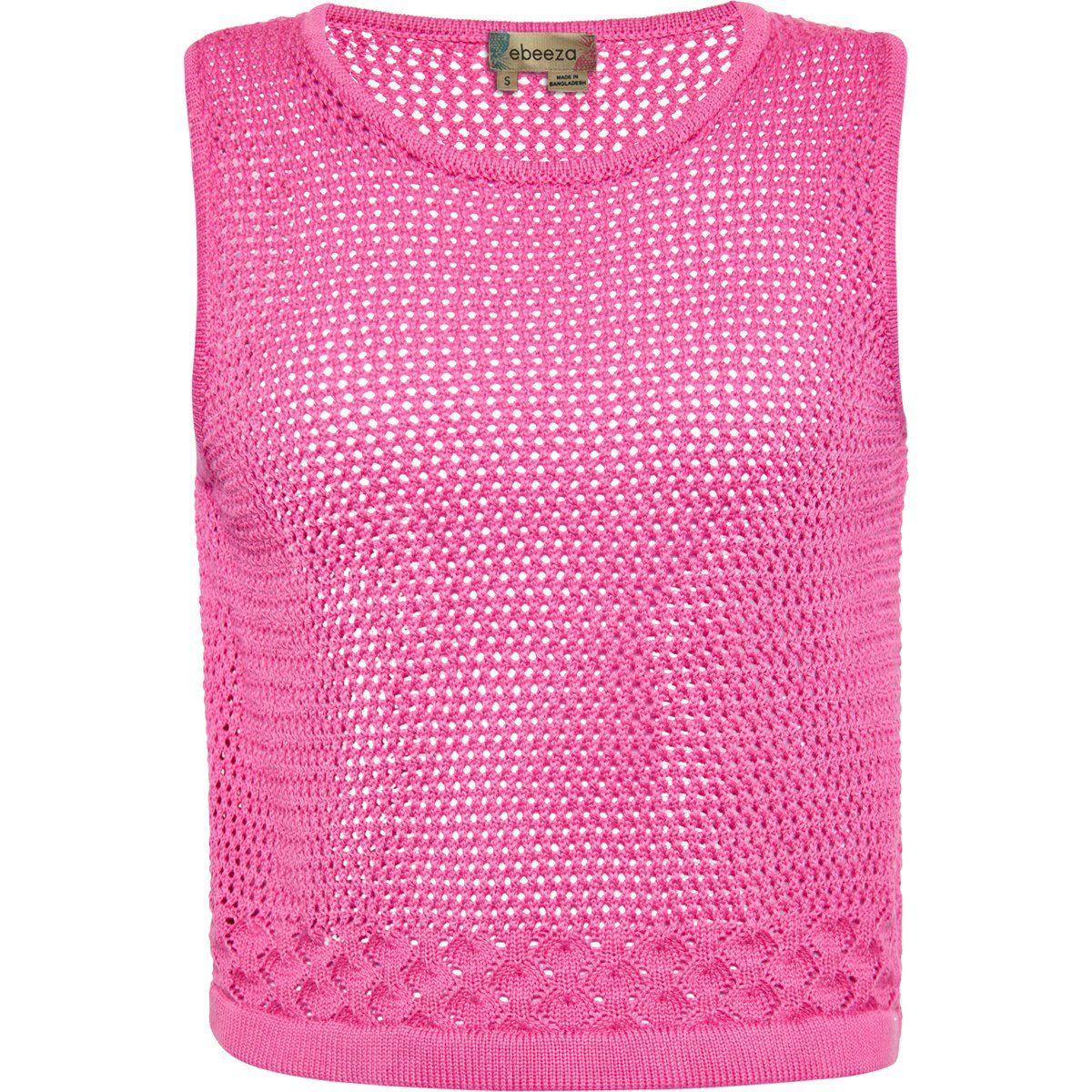 Ärmelloses Stricktop in Häkeloptik